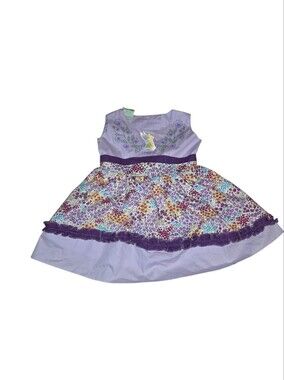 Brand New *flawed* Small - Tinkerbell Disney Lilac Floral Ruffle Girls' Dress *